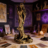 Statue de la déesse grecque Hécate en résine, finition bronze, figurine décorative pour autel de sorcellerie, cadeau occulte pour la maison et la spiritualité