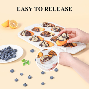 MUYULINS Factory Beige 12-Cup LFGB Non-Stick BPA Free Metal Reinforced Frame <b>Silicone</b> Cupcake Pan Muffin Tray <b>Baking</b> Mold - Product Image 6
