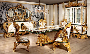 High End Carved 12 Seat Dining Table Set Classic Hand Carved Dining Table Set for Villas and Hotels Manufacturer Exporter USA - Product Image 4