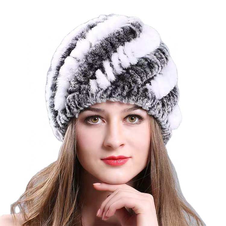 शरद ऋतु सर्दियों बुना हुआ Beanie टोपी रूसी शैली अनानास खरगोश फर मोटी बुनना स्की खोपड़ी टोपियां महिलाओं बुनना Beanies टोपी
