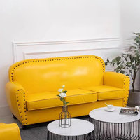 Canapé 3 places de luxe américain Vintage Black Chesterfield en cuir véritable Canapé tufté Design pour hôtel Lobby Bar Apartment Living