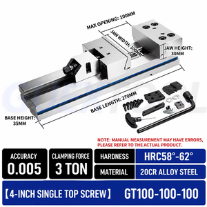Tornillo de banco de precisión GT100x100 y GT125x150 de 4/5 pulgadas para centros de mecanizado CNC, tornos y fresadoras - Product Image 3