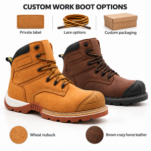 Stivali di Sicurezza Personalizzati con Punta Composita Goodyear Welt, Calzature da Lavoro Industriali in Pelle Nabuk Antiperforazione con Lacci, Taglie USA 7-13 - Product Image 3