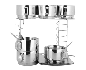 Tazza da viaggio in acciaio inossidabile tazza da tè <span class=keywords><strong>acqua</strong></span> potabile Set di tazze da caffè 6 pezzi con supporto - Product Image 3