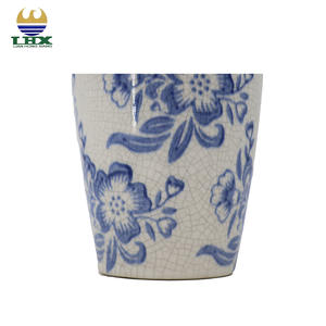 파란색과 흰색 세라믹 꽃병 세트, 가정 장식을 위한 크고 작은 크랙 글레이즈 Chinoiserie 꽃 도자기 꽃병 - Product Image 4