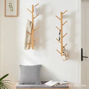 Solid wood wall-mounted multi-purpose <b>clothes</b> <b>rack</b> for bedrooms, behind doors, and in entryways; also suitable for hanging - Product Image 2