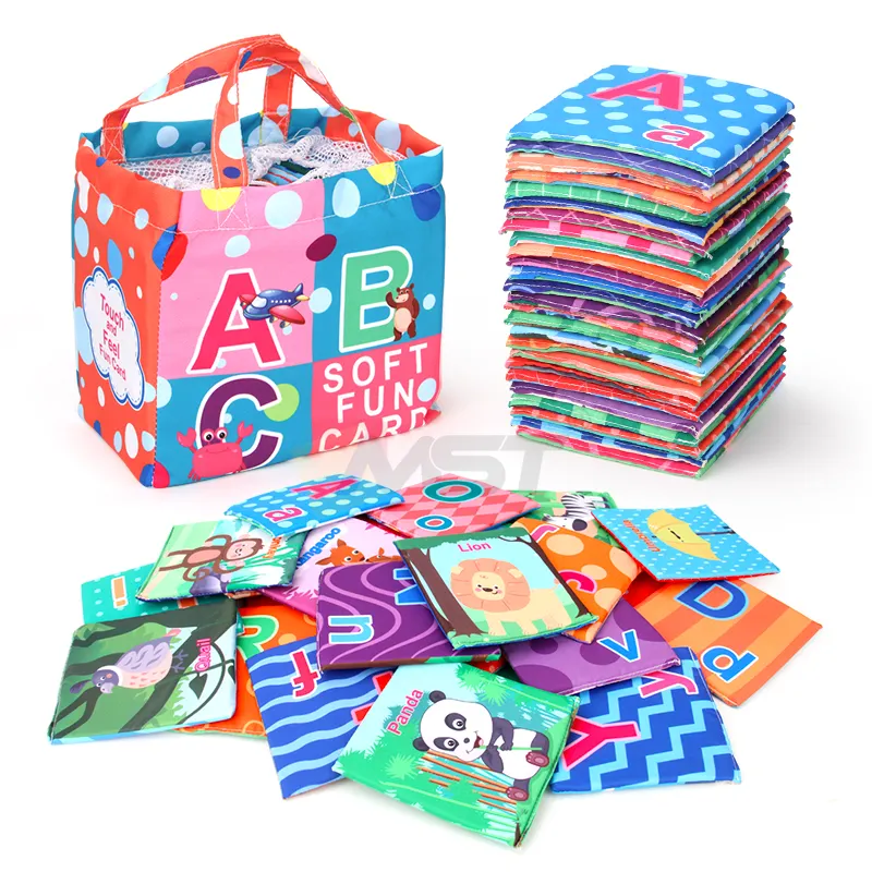 Toddlers Washable Soft Letter Toy 26PCS ABC Colorful Flash Cards Early Learning Toy Baby Alphabet Cards Toys with Storage Bag