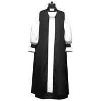 Robe de Prêtre Vintage Imprimée, Toge d'Église à Col Montant et Manches Lanterne, Tenue de Clergé pour Cérémonies Taoïstes, Bouddhistes, Moine, Missionnaire