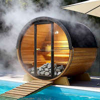 Sauna Redonda para Exteriores, Spa de Desintoxicación y Bienestar, Sauna de Barril con Ventana Panorámica de Burbujas, para Jardín o Patio Trasero