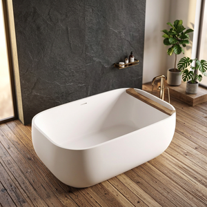 Bañera Moderna Ecológica de Acrílico Independiente para Parejas, Bañera de Gran Tamaño con Superficie Sólida, Desagüe Central para Uso en Baños - Product Image 3