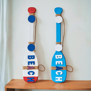 Retro Beach Paddle <b>Wall</b> <b>Hooks</b> Blue And Red MDF Coat Rack For Home Decor And Photo Studio Props - Product Image 2