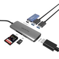 Shenzhen PULWTOP usb 3.0 7 ports hub type c hub usb c 7 en 1 lecteur de carte hub usb s'adapter à hdmi 4k pour macbook