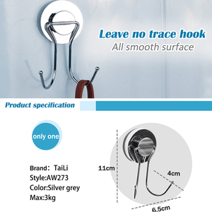 Nhiệm Vụ Nặng Nề Có Thể Tháo Rời Khoan Miễn Phí Áo Key Móc Đôi Hút Cup Tường Móc Áo Giá Phòng Tắm Nhà Bếp Tường Móc Cho Khăn - Product Image 2