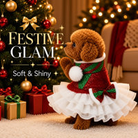 Robe pour chien de luxe écologique coupe-vent en polyester brillant et moelleux, populaire, confortable, à motif à pois, pour Noël et les vacances d'hiver