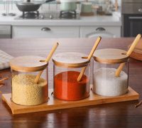 Pot de rangement pour riz en verre classique fait à la main, 5L, transparent, grande capacité, hermétique, écologique, avec couvercle à rabat, distributeur, récipient de cuisine