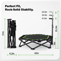 Mini trampoline pliable avec poignée pour adultes, trampoline de fitness d'intérieur, capacité de 450 lb