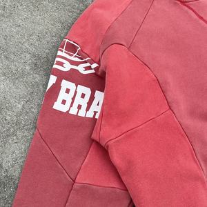 Sudadera con Capucha Gruesa de Alta Calidad, Estilo Patchwork, Sudadera de Felpa Francesa Estampada, Sudadera Holgada de Algodón con Cuello Redondo y Lavado Ácido - Product Image 3