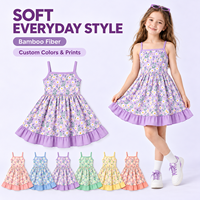 Robe d'été personnalisée en fibre de bambou pour petites filles, à bretelles spaghetti, avec ourlet à volants, idéale pour la danse et les jeux.