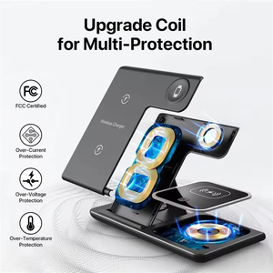 3 in 1 Wireless Charger Stand Pad Foldable Fast Charging Station <strong>Dock</strong> for <strong>IPhone</strong> 16 15 14 13 12 11 Pro Max Watch Airpods 3 2