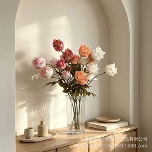 ดอกเบลล์ฟลาวเวอร์ประดิษฐ์จาก Meiduo Flower Industry สีขาวชมพูไล่เฉดสีพีช ก้านเดี่ยว สำหรับตกแต่งบ้านและงานแต่งงาน - Product Image 1