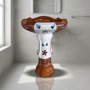 Wash <b>Basin</b> Pedestal Decorative Set Coffee Brown Color Set Ceramic Bathroom Lavabo Sink Porcelain Sanitary Ware Products - Product Image 3