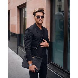 Terno masculino com fivela preta, roupas com cinto tuxedos para baile formatura slim fit <span class=keywords><strong>2</strong></span> peças jaqueta + calça - Product Image 2