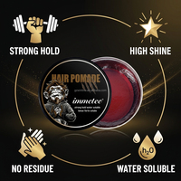 Pommade capillaire à base d'eau Immetee, tenue forte, brillance élevée, cire coiffante pour hommes, soluble dans l'eau, facile à laver, pour coiffure slick back