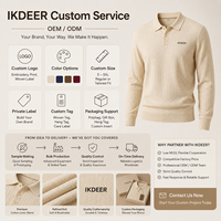 IKDEER – Nouveau polo tricoté à manches longues pour homme, en mélange coton-lin, maille torsadée côtelée, couleur avoine – Fabrication usine