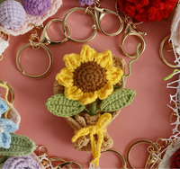 Porte-clés personnalisés en fleurs artificielles Lily Valley, faits à la main, en peluche Amigurumi, écologiques, fleurs en tricot, fleurs de clochettes