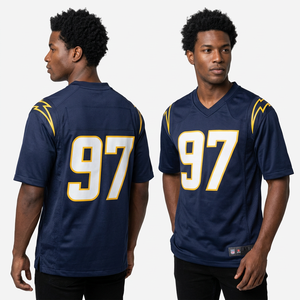 Camiseta de Fútbol Americano para Hombre, Cuello en V, Manga Corta, Número 97, Azul Marino, Malla Transpirable, Ajuste Atlético, Uniforme de Equipo - Product Image 6