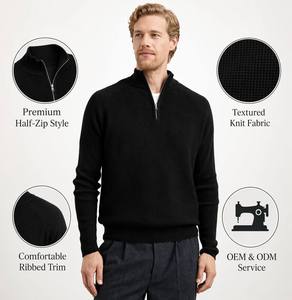 Suéteres <span class=keywords><strong>de</strong></span> punto personalizados para <span class=keywords><strong>hombre</strong></span>, diseño <span class=keywords><strong>de</strong></span> <span class=keywords><strong>cuello</strong></span> alto con cremallera, <span class=keywords><strong>de</strong></span> algodón, a la moda - Product Image 4