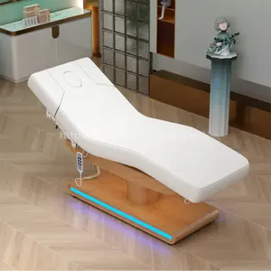 Siman electric beauty bed massage table facial bed 3 motors white modern optional latex cotton and bed spread hanger LED light