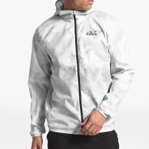 Veste à capuche coupe-vent en polyester léger pour hommes manteau d'hiver avec fermeture éclair respirant logo personnalisé grande taille - Product Image 4