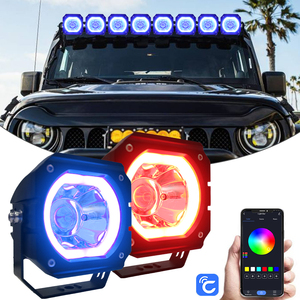 Feux de jour LED RGW de 4 <span class=keywords><strong>pouces</strong></span>, feux de travail, feux antibrouillard, feux de conduite tout-terrain, feux de voiture avec commande par application - Product Image 1