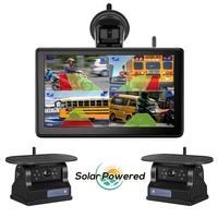 GreenYi 7in Sans Fil 2CH DVR IPS Monitor AI Blind Spot Detection avec Deux 9600mah Rechargeable Solaire Wifi Caméras Kit