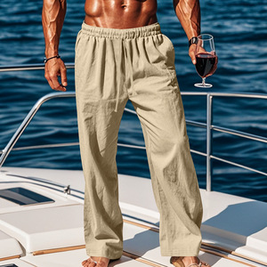 <span class=keywords><strong>Pantaloni</strong></span> da <span class=keywords><strong>Uomo</strong></span> Versatili in Misto Cotone e <span class=keywords><strong>Lino</strong></span>, Leggeri, Taglio Dritto per Clima Caldo, Attività Casual, Vita Media - Product Image 2