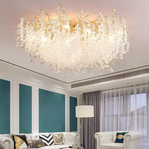 Lustre en verre de neige à base d'ampoule G9 blanc chaud en aluminium doré décoratif de conception moderne pour hôtel villa îlot de cuisine - Product Image 3