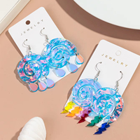 Vente en gros Boucle géométrique de conque créative Gland goutte d'eau Boucles d'oreilles en acrylique découpées au laser avec foudre colorée pour femmes et filles