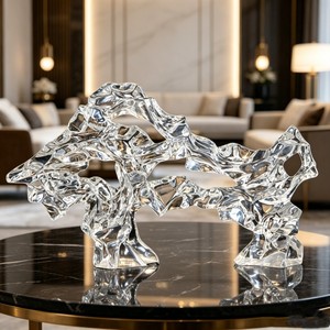 P013 Résine époxy transparente haute pureté pour statues, forme d'anneau <span class=keywords><strong>Aqua</strong></span> torsadé, style Liuli, décoration pour salle de conférence et salle d'exposition commerciale - Product Image 4