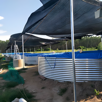 Bassin Biofloc Galvanisé de 41000 Litres, Diamètre 6m x Hauteur 1.43m, Grand Réservoir Circulaire pour l'Aquaculture et l'Élevage de Poissons