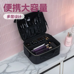 กระเป๋าเครื่องสำอางผ้าอ็อกซ์ฟอร์ดสีดำมีซิปปิดแบบพกพาพร้อมที่จับนุ่มลายเพชรทอฤดูร้อนปี 2024 - Product Image 4