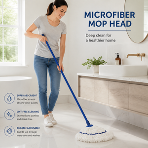 Repuesto de cabezal de mopa de microfibra de 400 g, resistente, con extremo en bucle, para limpieza de pisos comerciales e industriales - Product Image 6