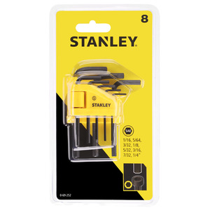 Juego de llaves hexagonales cortas y curvadas Stanley de 8 piezas, tamaño en pulgadas, acero al cromo vanadio - Product Image 1