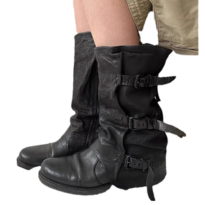 Stivali al ginocchio da donna personalizzati a metà polpaccio Casual invernale <span class=keywords><strong>con</strong></span> Design in PU <span class=keywords><strong>con</strong></span> fibbia multipla - Product Image 4