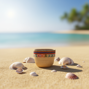 Petit sac tissé en paille à franges de style ethnique 12x14cm Accessoire de plage - Product Image 2