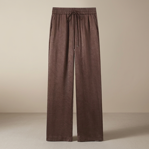 Pantalon tricoté ample pour femme, taille mi-haute, avec cordon de serrage, coupe décontractée, couleur unie, longueur intégrale, idéal pour l'automne - Product Image 3