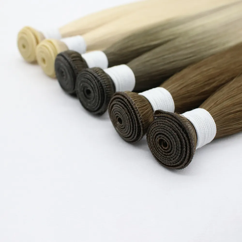 Fangcun Top Quality 100g Human Hair Hand Tied Weft Invisible Cabello Humano Remy Double Drawn Genius Weft Hair Extension