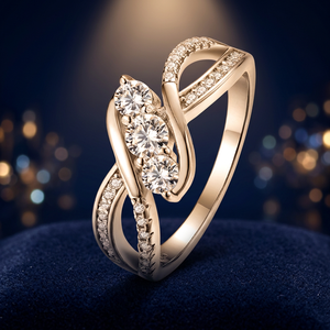 แหวนมอสซาไนต์สามเม็ดทรงบิดเกลียว ชุบทอง 18K เงินแท้ S925 น้ำหนัก 0.5 กะรัต ขายส่งจำนวนมาก ประดับเพชรเม็ดเล็กๆ เครื่องประดับแฟชั่น - Product Image 4