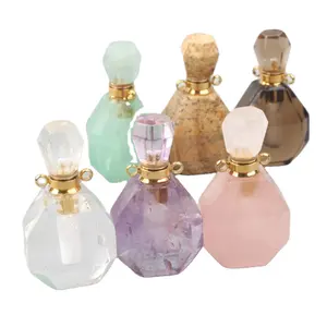 紫水晶香水瓶透明水晶香水菱形瓶盖吊坠