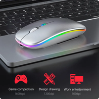 Mouse Gaming portabel Mini, ultra-tipis ergonomis USB vertikal dapat diisi ulang nirkabel stok 3D Mouse optikal Backlit untuk laptop